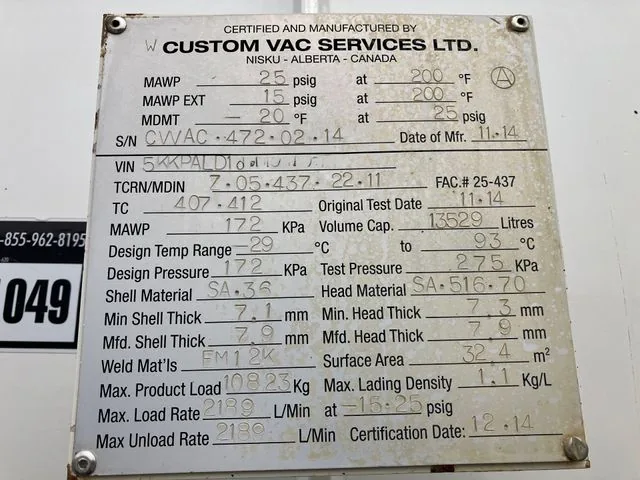 2015 Western Star 4900SA Tri Drive Sleeper Combo Vac